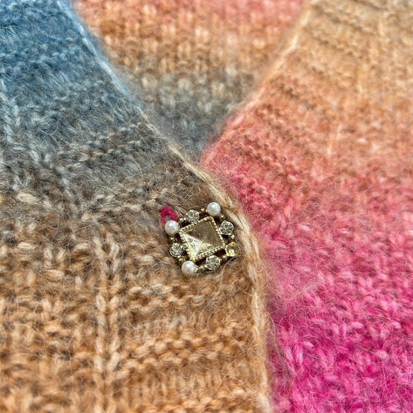 Anna Kay Cardigan Multicolor Ombre Embellished Buttons Wool Blend Size 2 - Picture 8 of 11